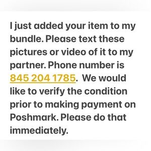 Pls text pics of your item I just added to my bundle to my partner 845 2041785.